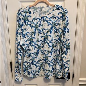 Lands End Women's SunShade UPF 50 Long Sleeve Rash Guard Swim Tee Sz XL